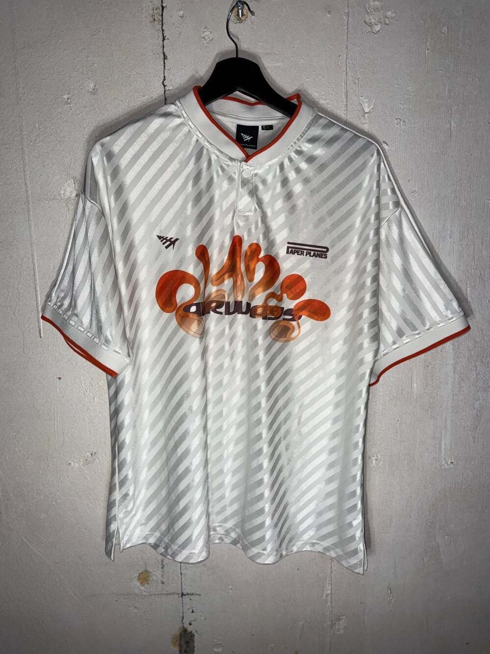 Paper Planes Airways Soccer Jersey - White/Orange Stripes